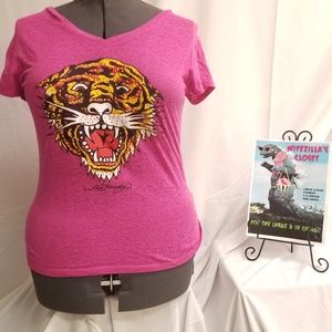 XXL (19) Junior Magenta Ed Hardy Tiger T-Shirt